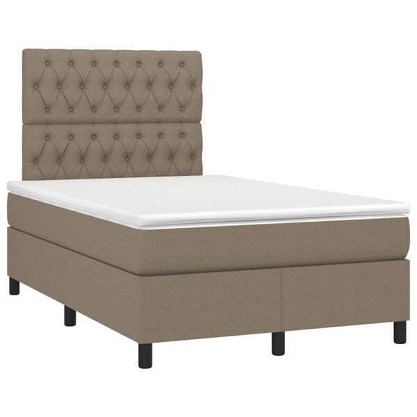 vidaXL Boxspringbett mit Matratze Taupe 120x200 cm Stoff