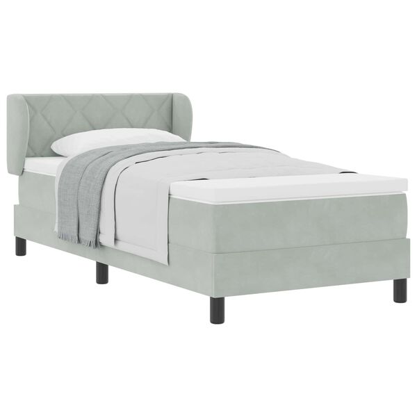 vidaXL Boxspringbett mit Matratze Hellgrau 90 x 190 cm Samt