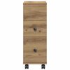vidaXL Badschrank Schmal mit Rollen Artisan-Eiche Holzwerkstoff