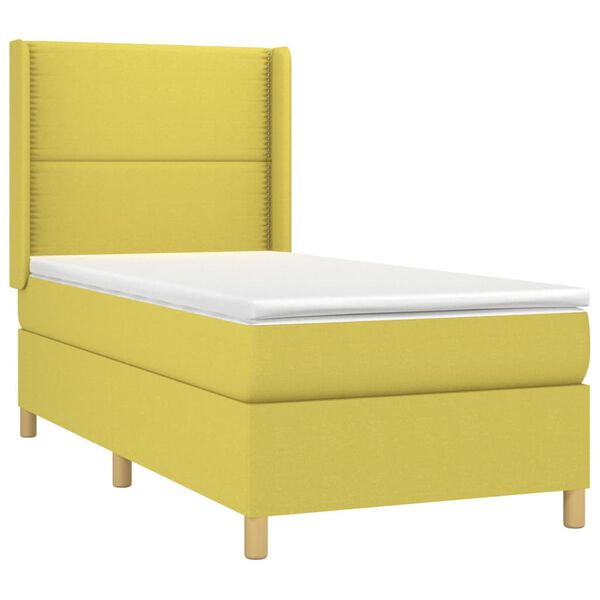 vidaXL Boxspringbett mit Matratze & LED Gr&uuml;n 100x200 cm Stoff