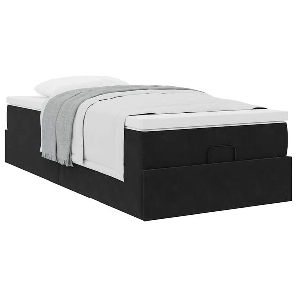 vidaXL Ottoman-Bett mit Matratze Schwarz 90x200 cm Samt