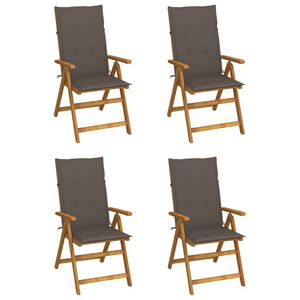 vidaXL 4er-Set verstellbare Klappst&uuml;hle mit Kissen aus massivem Akazienholz