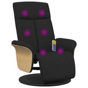 vidaXL Massagesessel mit Fu&szlig;teil Schwarz Stoff
