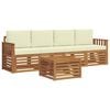 vidaXL Outdoor-Sofagarnitur 5 Stk. Natur und Creme Massivholz Akazie