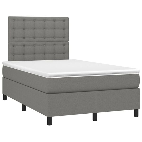 vidaXL Boxspringbett mit Matratze & LED Dunkelgrau 120x190 cm Stoff
