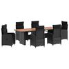 vidaXL Outdoortisch-Set 7 stk. Schwarz Poly-Rattan