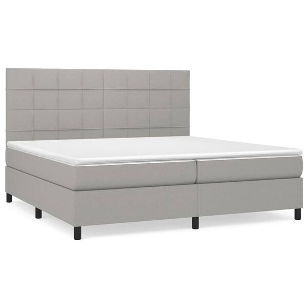vidaXL Boxspringbett mit Matratze Hellgrau 200x200 cm Stoff