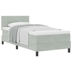 vidaXL Boxspringbett mit Kopfteil Hellgrau 90 x 190 cm Samt