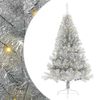 vidaXL K&uuml;nstlicher vorbeleuchteter Weihnachtsbaum Silber 150 cm PET