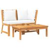 vidaXL 3-tlg. Garten-Lounge-Set mit Creme Kissen Akazie Massivholz