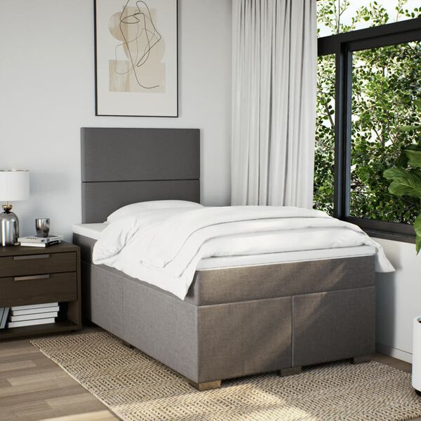 vidaXL Boxspringbett mit Matratze Taupe 120x190 cm Stoff