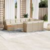 vidaXL 11-tlg. Garten-Sofagarnitur mit Kissen Beige Poly Rattan