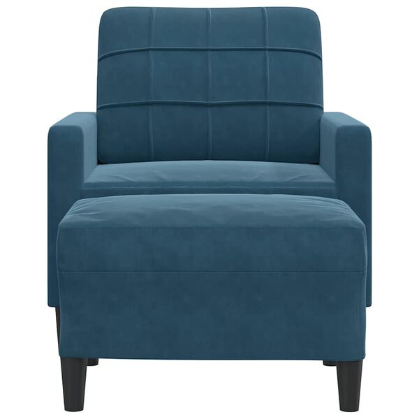vidaXL Sessel mit Hocker Blau 60 cm Samt