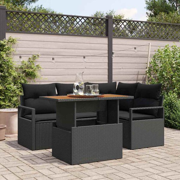 vidaXL Garten Essgruppe mit Kissen 5 pcs Schwarz und Braun