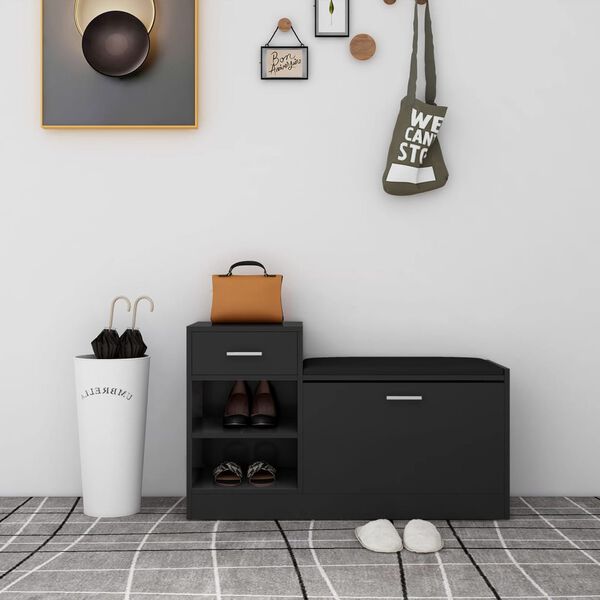 vidaXL Schuhbank Schwarz 94,5x31x57 cm Holzwerkstoff