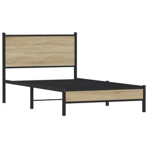 vidaXL Metallbett ohne Matratze Sonoma-Eiche 107x203 cm