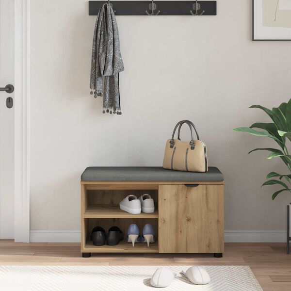 vidaXL Flurbank mit Kissen Uni Artisan-Eiche 80 x 38 x 46 cm