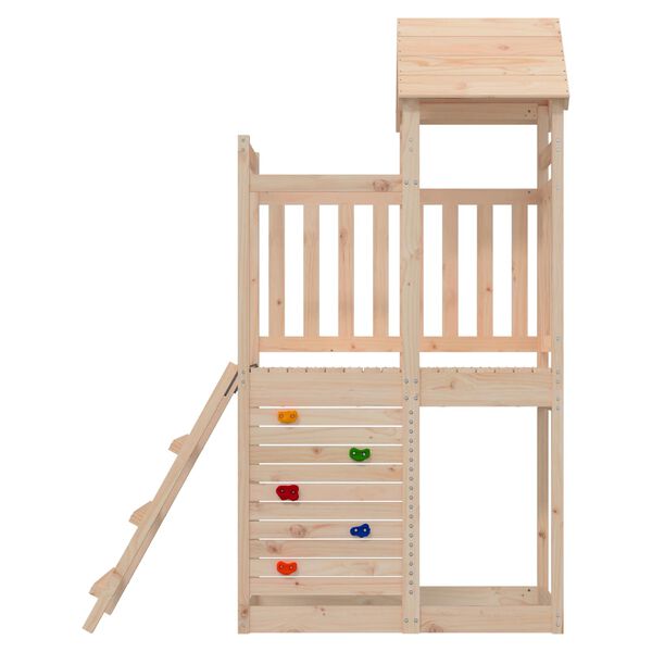 vidaXL Spielturm Braun 110,5 x 52,5 x 214 cm Massives Kiefernholz