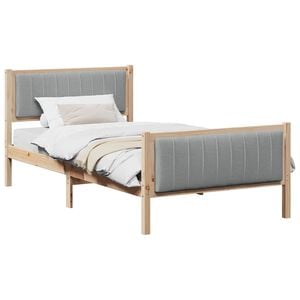 vidaXL Bettgestell Braun und hellgrau 100 x 200 cm Massivholz Kiefer