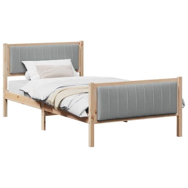 vidaXL Bettgestell Braun und hellgrau 100 x 200 cm Massivholz Kiefer