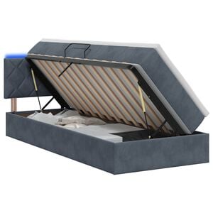 vidaXL LED-Speicherbett mit Matratze Dunkelgrau 90 x 190 cm Samt
