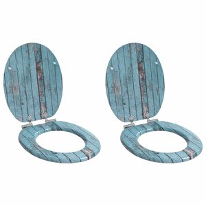 vidaXL Soft-Close Toilettensitz 2 Stk. Blau 44 x 38 cm MDF-Platte