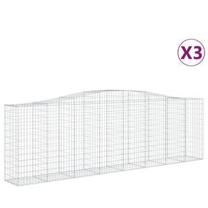vidaXL Gabionen mit Hochbogen 3 Stk. 400x50x120/140cm Verzinktes Eisen