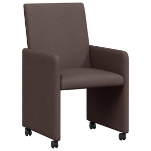 vidaXL Esszimmerst&uuml;hle mit Rollen 2 stk. Stoff Dunkelbraun