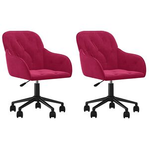 vidaXL Esszimmerst&uuml;hle 2 Stk. Drehbar Weinrot Samt