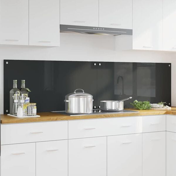 vidaXL Küchenrückwand 2 pcs Dunkelgrau 100 x 50 cm Gehärtetes Glas