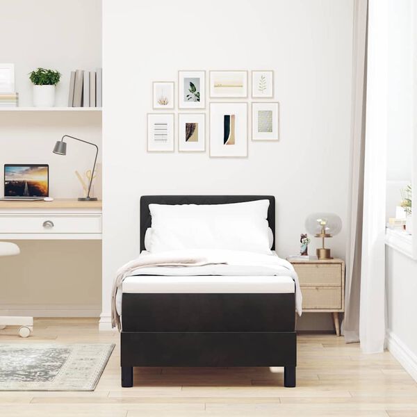 vidaXL LED Boxspringbett mit Matratze Schwarz 80 x 200 cm Samt