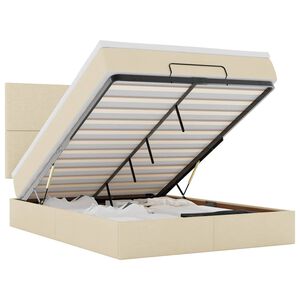 vidaXL Ottoman-Bett mit Matratze & LEDs Creme 140x200 cm Stoff