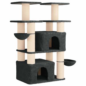 vidaXL Katzennbaum mit Sisal-Kratzs&auml;ulen 2 Stk. Dunkelgrau 147 cm