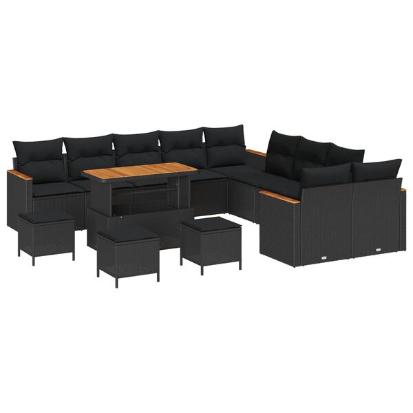 vidaXL Gartensofa-set 14 pcs Schwarz Poly-Rattan