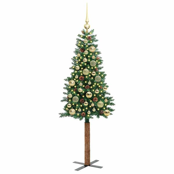 vidaXL Schlanker Weihnachtsbaum mit 150 LEDs mit Ständer Grün 150 cm