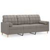 vidaXL 3-Sitzer-Sofa mit Zierkissen Taupe 180 cm Stoff