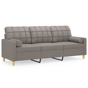 vidaXL 3-Sitzer-Sofa mit Zierkissen Taupe 180 cm Stoff