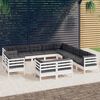 vidaXL 13-tlg. Garten-Lounge-Set mit Kissen Wei&szlig; Massivholz Kiefer