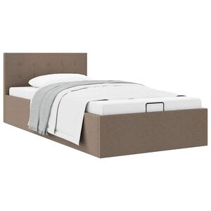 vidaXL Stauraumbett Hydraulisch Taupe Stoff 90&times;200 cm