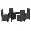 vidaXL Garten Essgruppe mit Kissen 5 pcs Schwarz Poly-Rattan