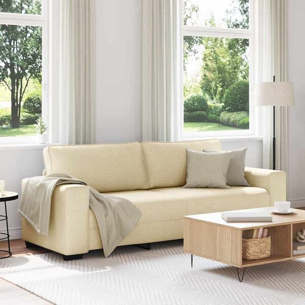 vidaXL 3-Sitzer-Sofa Creme 220x77x82 cm Stoff