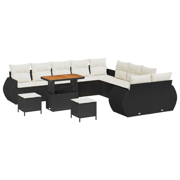 vidaXL Gartensofa-set 13 pcs Schwarz Poly-Rattan