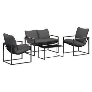 vidaXL Gartensofa-set 4 stk. Schwarz und Anthrazit Stahl