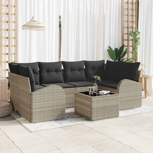 vidaXL Gartensofa-set Hellgrau 55 x 55 x 37 cm Poly-Rattan