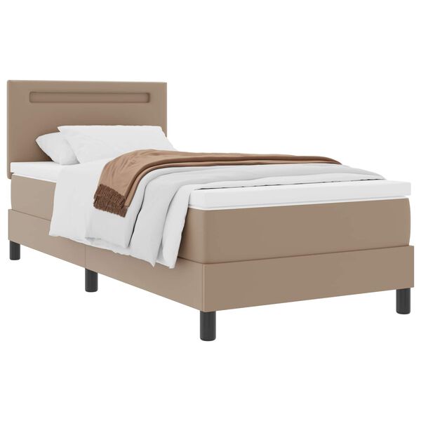 vidaXL Boxspringbett mit Matratze Cappuccino 90 x 190 cm Kunstleder