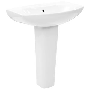 vidaXL Freistehendes Waschbecken mit S&auml;ule Keramik Wei&szlig; 650x520x200 mm