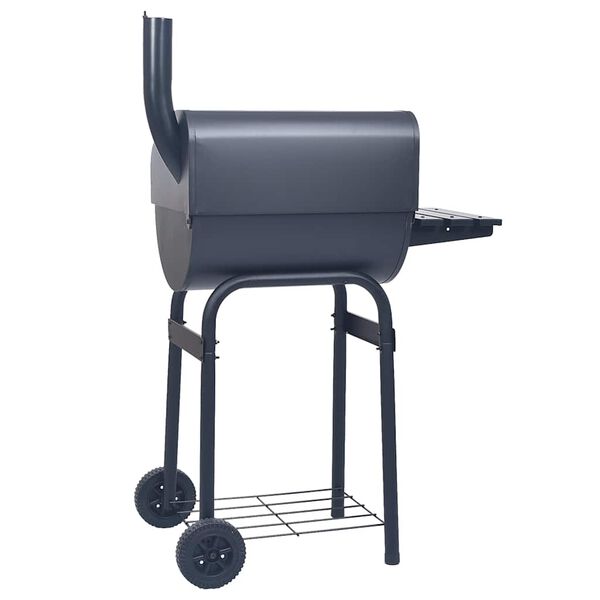 vidaXL Holzkohlegrill Smoker mit Unterer Ablage Schwarz
