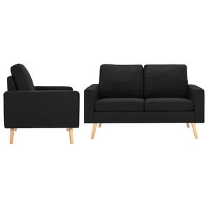 vidaXL 2-tlg. Sofagarnitur Stoff Schwarz
