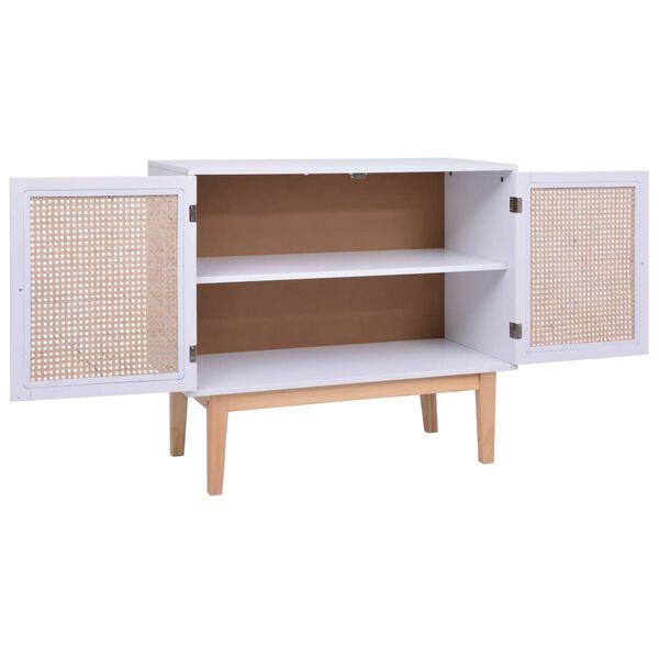 vidaXL Sideboard Wei&szlig; 88,5x40x80 cm MDF und Rattan