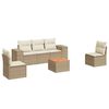 vidaXL 6-tlg. Garten-Sofagarnitur mit Kissen Beige Poly Rattan